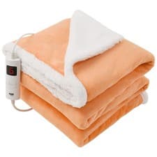 Image of Heated Throw Large Blanket Electric Warm Fleece Washable Timer & Heat Settings