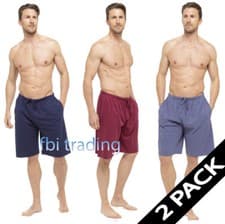 Image of  2 Pack Mens Shorts With Pockets Pants Pyjamas PJ Bottoms Nightwear Loungewear x