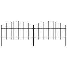 Image of Garden Fence with Spear Top Steel (1-1.25)x3.4 m Black vidaXL