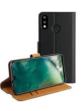 Image of XQISIT Slim Wallet Cover For Huawei P30 LITE Black/Tan 2 Card Slot with Stand