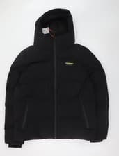 Image of Superdry Men's Black L Puffer Jacket Hooded Insulated Polyester