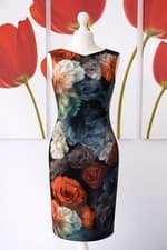 Image of Ted Baker Floral Midi Dress Size 3 UK 12 Multicolour Zip Front Bodycon RRP £179