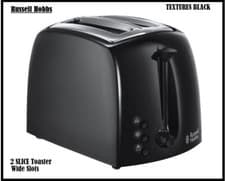 Image of Russell Hobbs Textures Black 2 Sl Toaster 6 settings and extra wide slot 21641 A