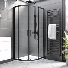 Image of 900x760mm Black 8mm Glass Offset Quadrant Shower Enclosure  BUN/BeBa_26050/77735