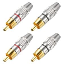 Image of 4pcs 270RCA Solderless Male Plug Gold Plated Connector Adapter Jack Plug Black