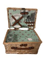 Image of Luxury Wicker Picnic Basket Hamper Set for 2 Persons With Flower Interior