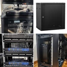 Image of 12U Server Rack Network Cabinet 19 inch 600x450mm Black Wall Mountable Lockable