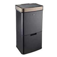 Image of Recycling Sensor Bin 75L with Food Caddy & 4 Compartments Dustbin Black/Copper