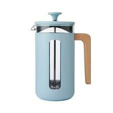 Image of Cafetiere Pisa 8 Cup Blue La Cafetiere Wood Handle Glass Heat Safe Brew