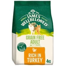 Image of James Wellbeloved Grain Free 1-7 Years Adult Dry Cat Food Rich in Turkey 4kg
