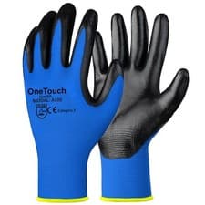 Image of 24 Pairs PREMIUM NITRILE COATED Blue Nylon Work Gloves Builders Gardening Grip