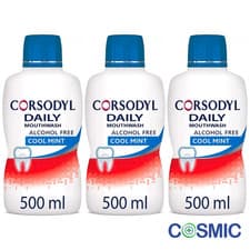 Image of 3 X Corsodyl Daily Gum Care Mouthwash Alcohol Free Cool Mint, 500ml