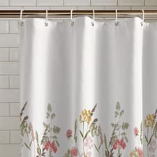 Image of Catherine Lansfield Countryside Floral Shower Curtain 180 x 180cm Pink
