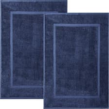 Image of 2x Luxury Cotton Bath Mats Terry Towelling 1000GSM Bathroom Rugs Soft Absorbent