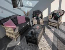 Image of 4 Seater Rattan Garden Furniture Set Sofa Chairs Table Cushions Outdoor Patio