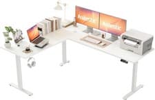 Image of L-shaped Height-Adjustable Desk with dimensions 150 x 125 cm, Ergonomic Computer