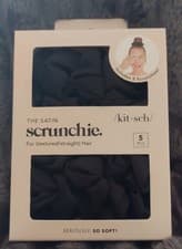 Image of A Set of 5 Kitsch Hair Scrunchies Black Hair Ties for Thick Hair