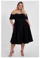Image of Plus Size Bardot Scuba Off Shoulder Dress