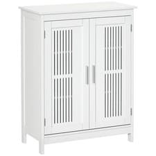 Image of kleankin Modern Bathroom Cabinet, Freestanding Floor Cabinet with Storage, White