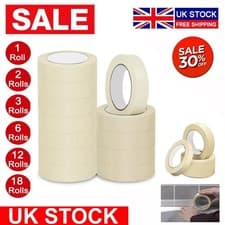 Image of WHITE MASKING TAPE 24MM 38MM 50MM X 50M CRAFT DIY PAINTER FAST EASY TEAR UK