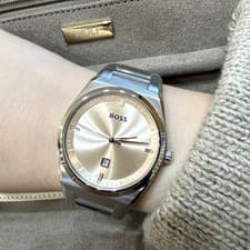 Image of New BOSS Ladies Watch, 1502670, Steel Case And Bracelet, Champagne Coloured Dial