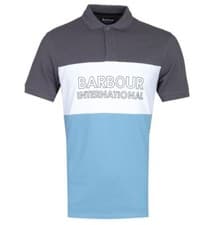 Image of Barbour Mens Polo Shirt Blue White Grey Size Small