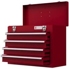 Image of DURHAND Lockable Metal 4 Drawer Tool Chest with Ball Bearing Slide Drawers Red