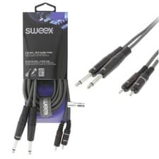 Image of Sweex Twin 2x 6.35mm Stereo 1/4" Jack to 2 RCA Phono Male Cable Audio Lead