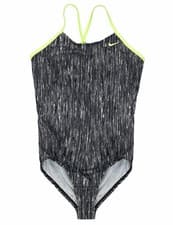 Image of Nike Swimsuit Crossback One Piece Girls 6 to 12 Years Black Rush Heather New