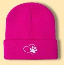 Image of PAW PRINT & HEART - Knit Beanie Winter Hat Unisex Men Women Novelty Gift