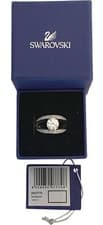 Image of Swarovski White Crystal Double Band Ring in Box Size 58