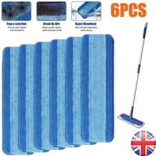 Image of 6 PACK For Bona Flat Mop Replacement Microfiber Mop Pads Floor Cleaning Washable
