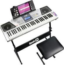 Image of RockJam 61 Key Keyboard Piano Kit w/ Bench,Stand, Headphones, Stickers RJ661-SK