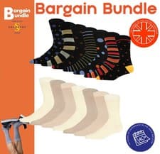 Image of Men's Bamboo Socks Crew Length Soft Plain Patterned 7 Pair 7-11 - Bargain Bundle