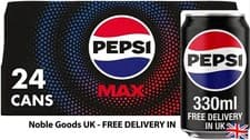 Image of Pepsi Max No Sugar Cola Cans (24 x 330ml) (pack of 24) Free and Fast Delivery