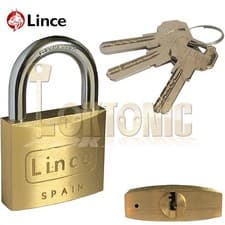 Image of Lince High Security Dimple Keyway 50mm Solid Brass Padlock Hardened Shackle