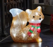 Image of Acrylic Fox Light Up Christmas Decoration Ice White Battery Indoor Outdoor Timer