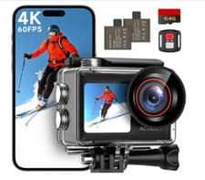 Image of 4K Action Camera, 60FPS, Duel Screen, Anti Shake features, 64 GB card, Wi Fi