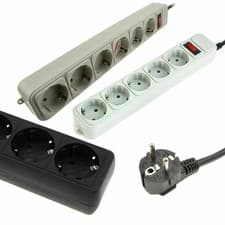 Image of European 2 Pin Surge Protected Mains Extensions 5 or 6 Gang Way 1.8m/3m/4.5m