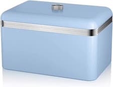 Image of Swan SWKA1010BLN Retro Bread Bin, Metal, 18 Litre, Blue