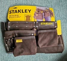 Image of STANLEY Buffalo Dark Tan Leather Hand Tool Apron With Twin Buckle Belt, NEW