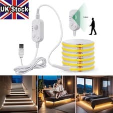 Image of COB LED Strip Light with Motion Sensor USB Powered Dimmable for Closet/Stairway