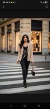Image of COFI..Suede Leather Jacket Size 10 Beige NEW no tags