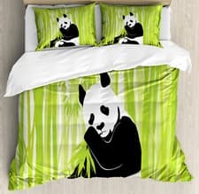 Image of Animal Duvet Cover Set Panda in Bamboo Forest