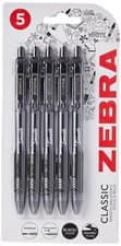 Image of Zebra Pen Z Grip Black Ballpoint, Smooth & 1 count (Pack of 5),