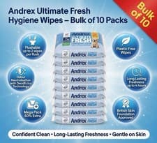 Image of Andrex Ultimate Fresh Hygiene Wipes-Bulk of 10 Packs, Flushable,Odour Control