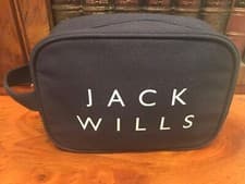 Image of Jack Wills Navy Blue & White Zipped Toiletry Bag - New