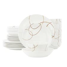 Image of Elama Sydney 24 Piece Porcelain Double Bowl Dinnerware Set, Service for 6