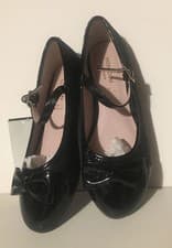 Image of Brand New Monsoon Black Delilah Scallop Toe Bow Ballerina School Flats Size UK 1