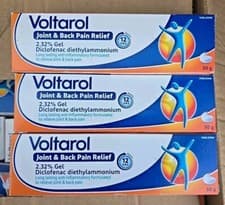Image of Voltarol Pain Relief Gel 2.32% 12 Hour Joint & Back Pain Relief Gel 50g X 3